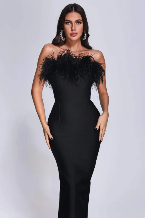 xuliy-feather-maxi-bandage-dress - Image 2